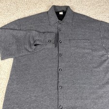 Vintage Hoax L/S Poly Cotton Blend Knit Mens Gray Button Up Large Made In USA