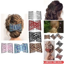 6 Beaded Hair Combs 6 Colors Elastic Stretch Hair Clips Women DIY Styling