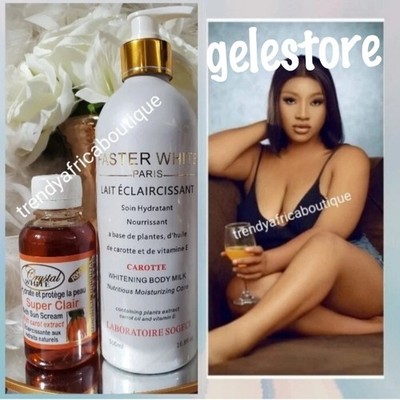 2pc.FASTER WHITE Paris CAROTTE Body Lotion & Crystal White Glycerin Carrot 