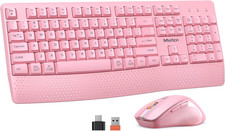 Wireless Keyboard and Mouse, Full-Sized Cordless Keyboard with Wrist Rest, 3 DPI