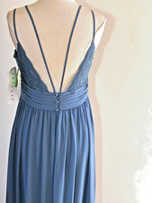 NWT-B Levkoff 1705 Chiffon Strappy/Lace Back - Size 14 Slate - MSRP 223