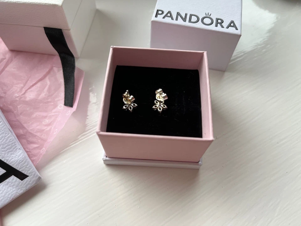 Nuevos Auténticos Pendientes PANDORA 925 Plata Brillante Copo de Nieve Foto 3 de 4