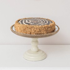 Round Beige & Mango Wood Bobble Detail Cake Stand