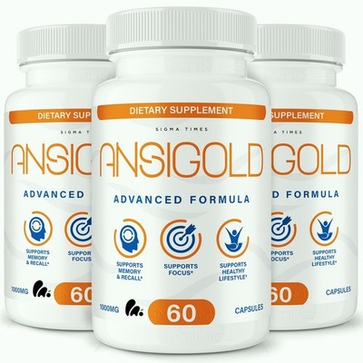 Ansigold Capsules - Advanced Focus, Memory & Brain Support Supplement - 3 Pack