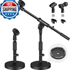 Cahaya Microphone Stand Desk Adjustable Boom Arm Mic Stand Desktop 2 Mic Clips