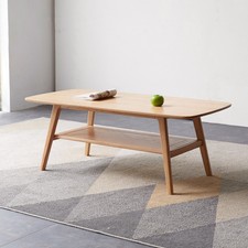 Solid Wood Center/Coffee Table w/ Storage Shelf 100x50cm 