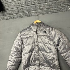 The North Face Girls Silver 550 Down Fill Hooded Parka Jacket Size M 10/12