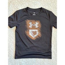 Under Armour Boys Baseball Home Plate Performance T-Shirt Black Size 6 NWOT 104
