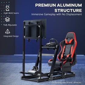 Supllueer 4080Aluminum Racing Sim Cockpit With TVStand Red Seat Fit LogitechG920