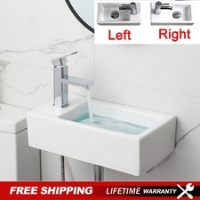 Small Bathroom Wall Hung Cloakroom Ceramic Compact Hand Wash Basin Sink White
