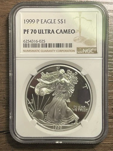 1999-P American SILVER Eagle 1 Oz Proof Ultra Cameo NGC PF70 🔥🔥🔥🔥