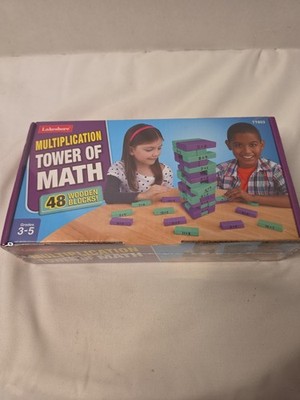 Lakeshore Division Tower of Math Multiplication 48 Wooden Blocks Brand New 