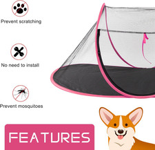 Portable, Foldable Outdoor Cat Tent for Dogs and Small Animals, Rose Red