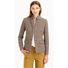 J. Crew Regent Houndstooth Wool Jewel Collar Blazer