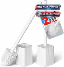 Toilet Brush, 2 Pack Compact Toilet Bowl Brush and Holder Set with Nylon Bristle