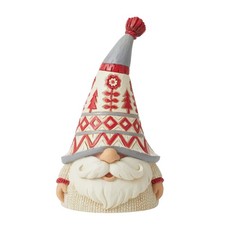 Enesco Jim Shore Heartwood Creek Nordic Noel Gnome with Patterned Hat Figurin...