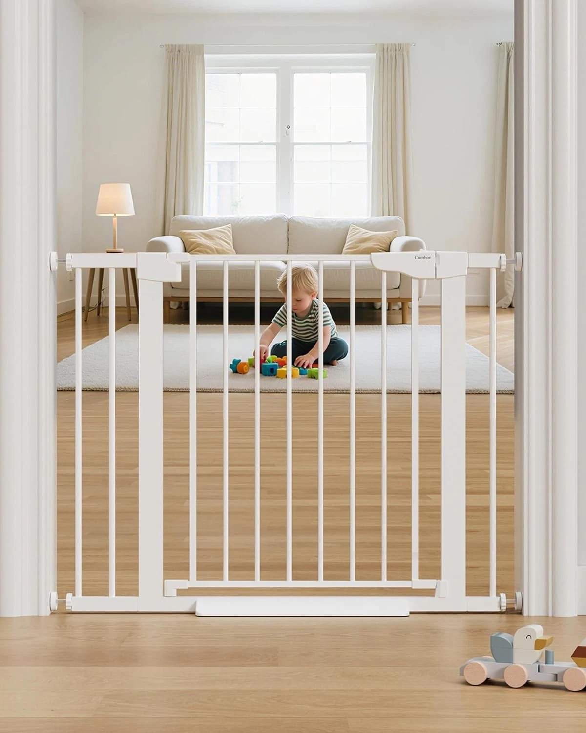 Cumbor Baby Gate 29.7-40.6in Pressure Mount Auto-Close White #R018