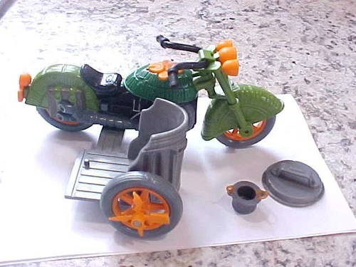 VTG 1989 TEENAGE MUTANT NINJA TURTLES MOTORCYCLE w/SIDE CAR TMNT COMPLETE #7
