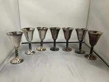 Vintage Mid Century Wine Goblets by Roma S.L. Madrid Spain Set Of 7