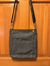 Sakroots Eco Twill Paisley Black Gray Crossbody Zip Top Polyester Pockets