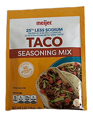 Meijer Taco Seasoning, 25% Less Sodium, 1 oz. - 4 Pk