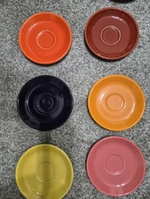 Set of 6 Fiesta Different Colored 6" Saucers ~ Homer Laughlin USA ~ Fiestaware