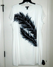 Women's INC White Dress w/Black Feather Size 3X