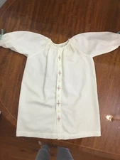 Vintage Cream brush cotton long Baby Dress with hand embroidery - size 0