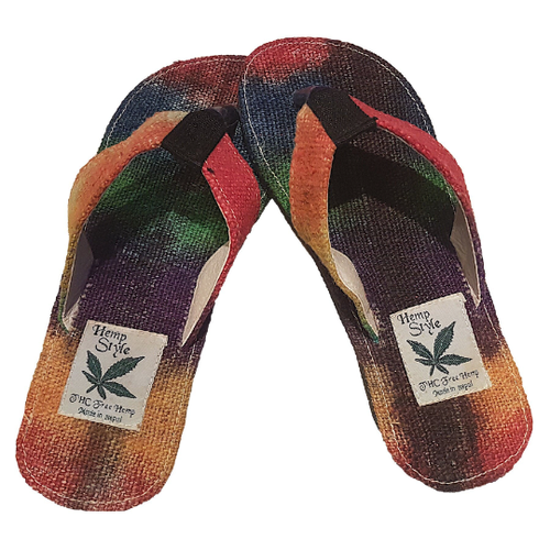 HempStyle Random Colourful Summer Hemp Hippie Sandals Flip Flops - Handmade