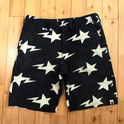 BAPE STA logo shorts a bathing ape star NIGO Navy Size L | eBay