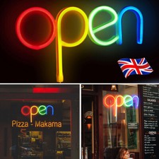 Large Bright LED OPEN WELCOME Shop Sign Neon Hang Display Window Light UK