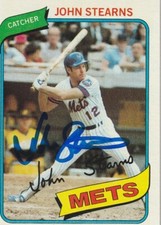 JOHN STEARNS  NEW YORK METS  SIGNED 1980 TOPPS CARD #76