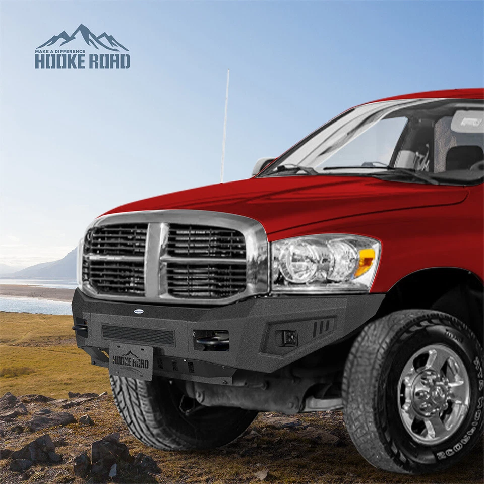 Parachoques delantero de acero negro con luz LED para Dodge Ram 2500 3500 2006 2007 2008 2009 Foto 2 de 4