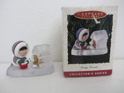 Hallmark Christmas Ornament 1993 Frosty Friends #14 Eskimo Ice House Husky Dog