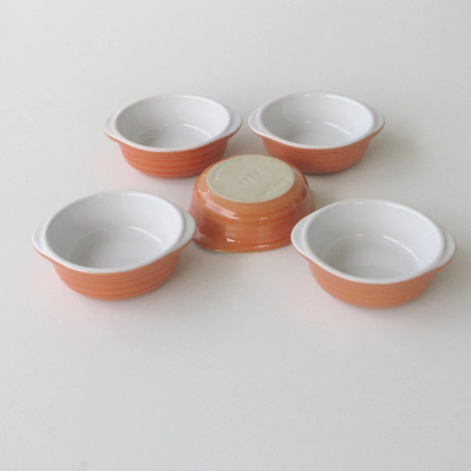 Lot  5 ramequins oreilles ou cassolettes-Emile Henry-orange Poterie culinaire - Photo 3/4