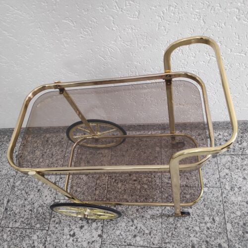 Servierwagen Mid Century Teewagen Vintage Goldfarben Barwagen Rauchglas Retro - Bild 11 von 18