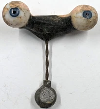 Vintage German Antique Hand Blown Rocker Glass Doll Eyes Blue Round BBI-12