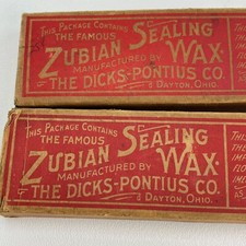 Vintage Zubian Sealing Wax 2 Full Boxes 1920s Dicks-Pontius Dayton Ohio Canning