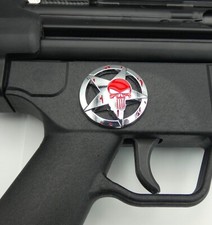 1x Ar-15 Ar15 Rifle Decal Emblem Punisher Theme Silverred Zinc Alloy
