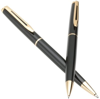 Waterman Hemisphere Set  Black & Gold Ballpoint Pen & Pencil  In Box Narrow *