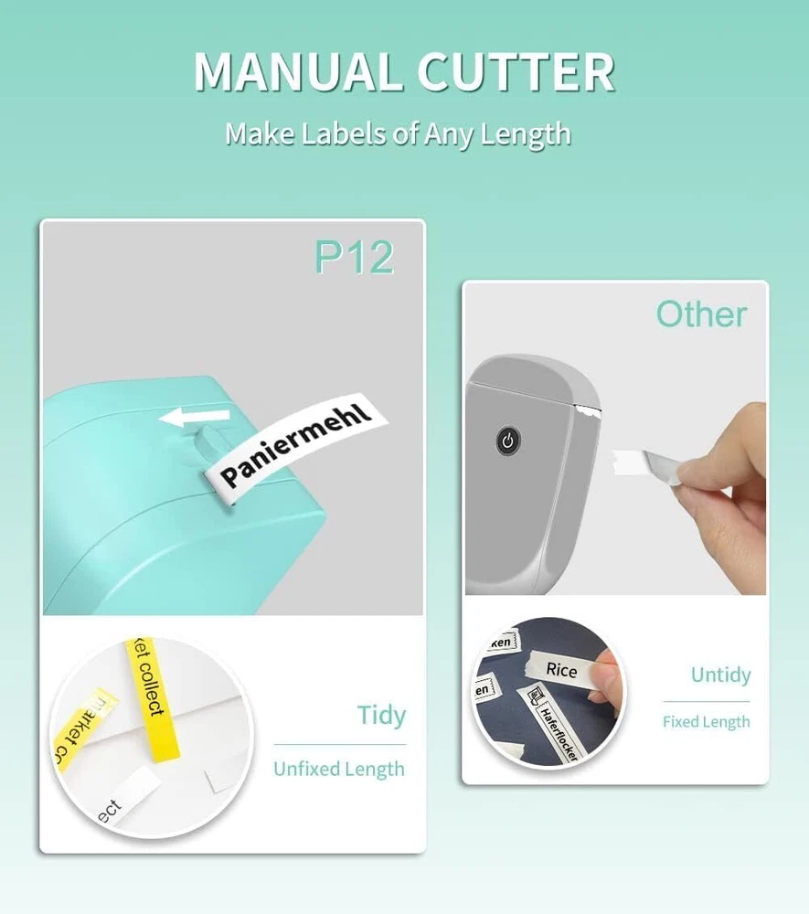 Bluetooth Thermal Label Printer P12 with Tape - Portable Label Maker Machine Bluetooth Thermal Label Printer P12 with Tape - Portable Label Maker Machine
