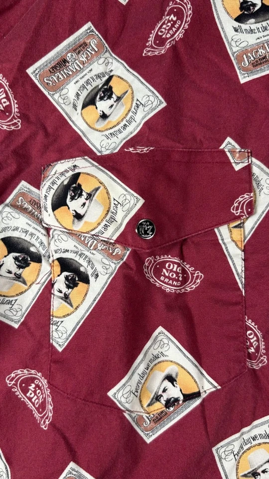 Camisa Vaquera JACK DANIELS Antigua Nº 7 Para Hombres Western Snap Manga Larga RARA Foto 3 de 4