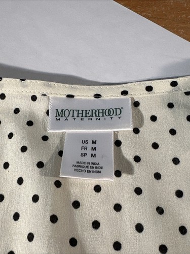 Motherhood Maternity Blouse Boho Scoop Neck Bow & Tie Polka Dot Print Size Med - Picture 8 of 8