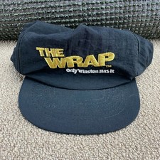 The Wrap Winston Cigarettes Hat Snapback Cap Black Nylon Tobacco Smoking VTG