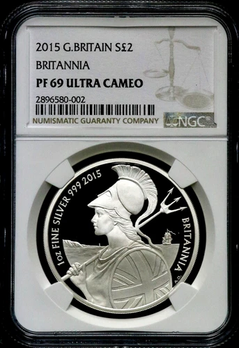 2015 Great Britain Two Pound 1 oz Silver Britannia NGC PF 69 Ultra Cameo CC543