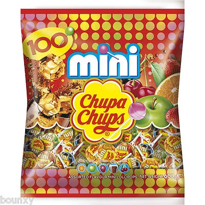 Mini Chupa Chups busta 100 pezzi lecca lecca in 5 gusti assortiti lollipop