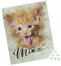 Watercolor Custom Portrait Jigsaw Puzzle from Picture Pet Memorial Gift 500 Pcs
