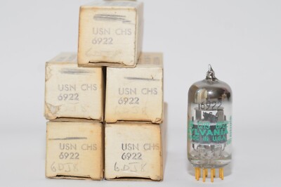 1965: Sylvania USN CHS 6922 / E88CC High-End Audio Tube,Goldpin, Gray Plate, NOS