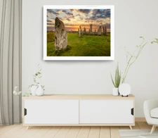 Rocks Print, Grasses & Aeria Wall Art, Skyline Framed Nature Wall Art, Natural