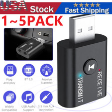 2in1 3.5mm Bluetooth 5.0 Transmitter Receiver Car Wireless Audio Adapter USB Aux